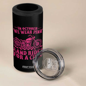Breast Cancer Motorcycle 4 in 1 Can Cooler Tumbler In October We Wear Pink Ride For A Cure TS10 Print Your Wear