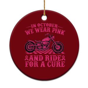 Breast Cancer Motorcycle Ceramic Ornament In October We Wear Pink Ride For A Cure TS10 1pc Red Print Your Wear