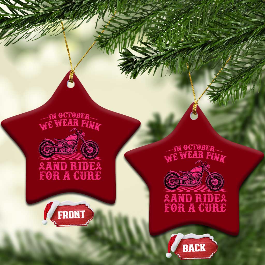 Breast Cancer Motorcycle Ceramic Ornament In October We Wear Pink Ride For A Cure TS10 Print Your Wear