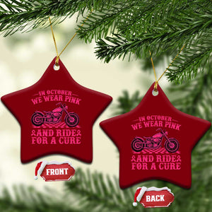 Breast Cancer Motorcycle Ceramic Ornament In October We Wear Pink Ride For A Cure TS10 Print Your Wear