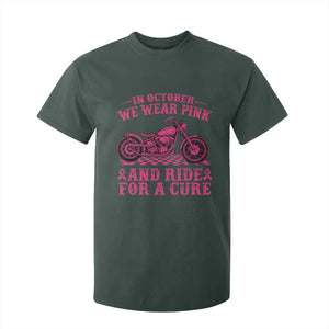Breast Cancer Motorcycle T Shirt For Kid In October We Wear Pink Ride For A Cure TS10 Dark Forest Green Print Your Wear