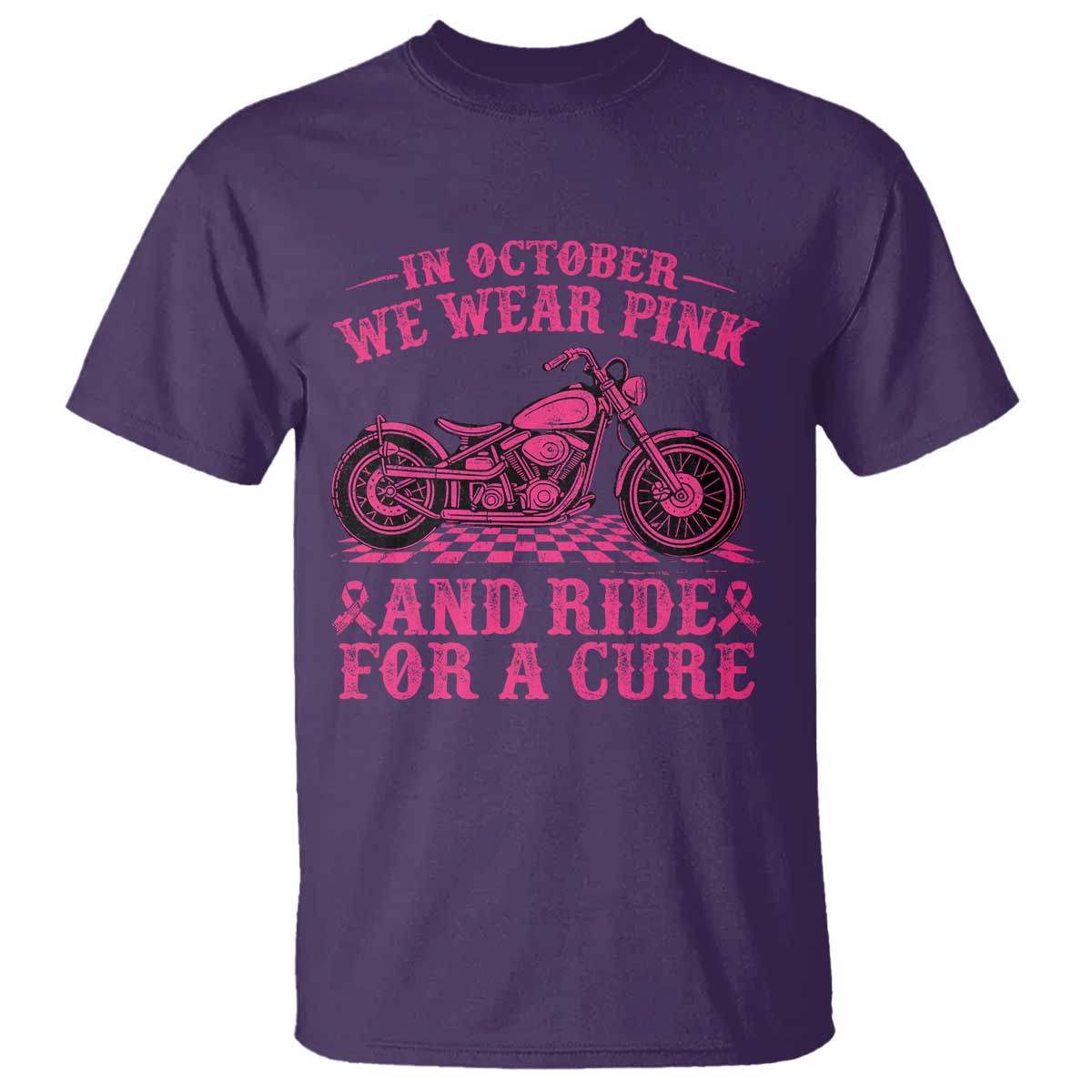 Breast Cancer Motorcycle T Shirt In October We Wear Pink Ride For A Cure TS10 Purple Print Your Wear