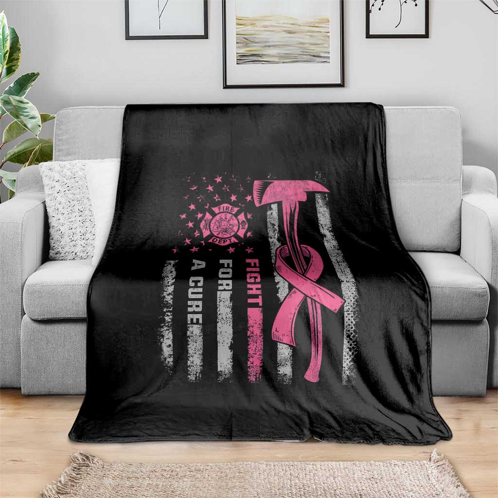 Firefighter Breast Cancer Awareness Throw Blanket Fight For A Cure American Flag TS10 Print Your Wear