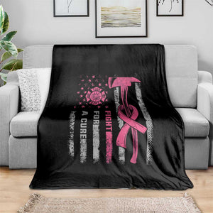 Firefighter Breast Cancer Awareness Throw Blanket Fight For A Cure American Flag TS10 Print Your Wear