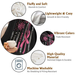 Firefighter Breast Cancer Awareness Throw Blanket Fight For A Cure American Flag TS10 Print Your Wear
