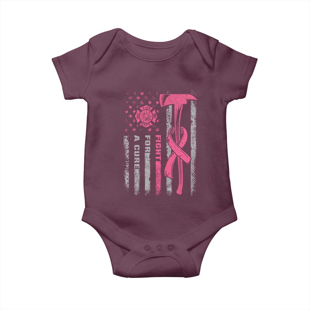 Firefighter Breast Cancer Awareness Baby Onesie Fight For A Cure American Flag TS10 Maroon Print Your Wear