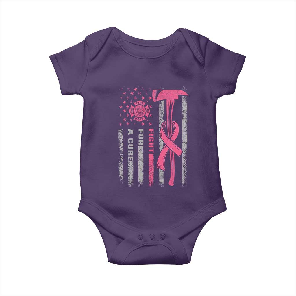Firefighter Breast Cancer Awareness Baby Onesie Fight For A Cure American Flag TS10 Purple Print Your Wear
