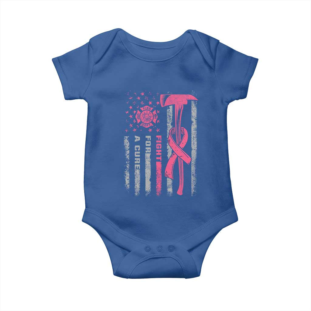 Firefighter Breast Cancer Awareness Baby Onesie Fight For A Cure American Flag TS10 Royal Blue Print Your Wear