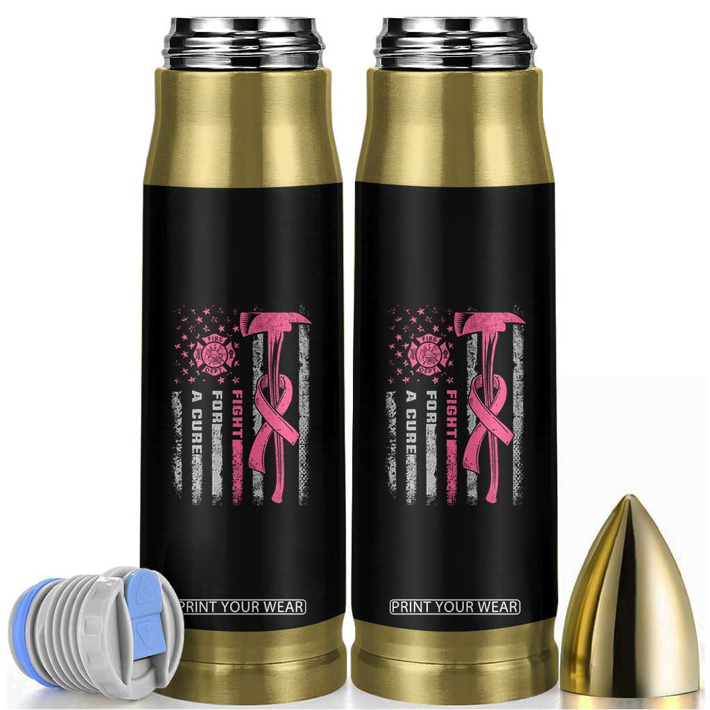 Firefighter Breast Cancer Awareness Bullet Tumbler Fight For A Cure American Flag TS10 Black Print Your Wear