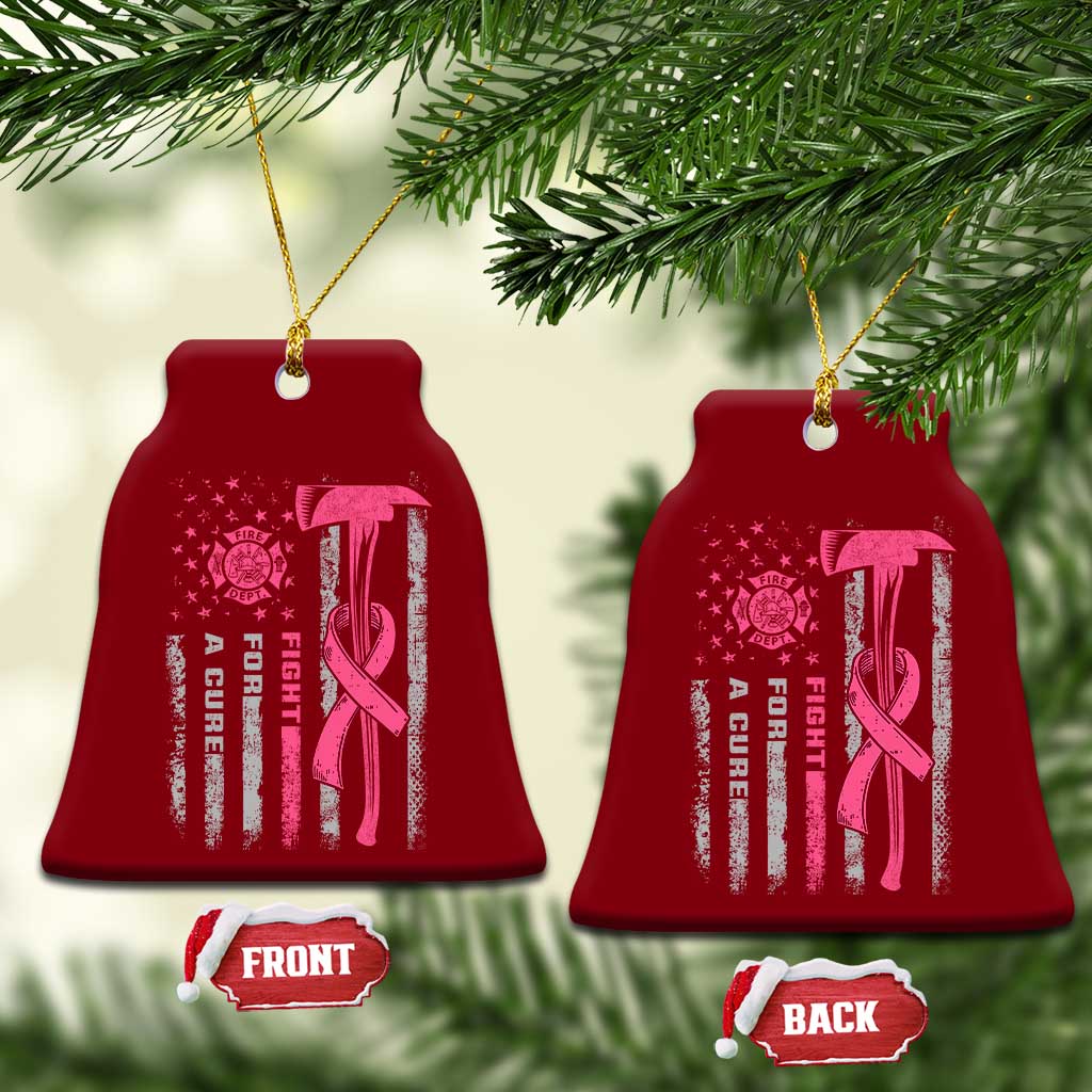 Firefighter Breast Cancer Awareness Ceramic Ornament Fight For A Cure American Flag TS10 Print Your Wear