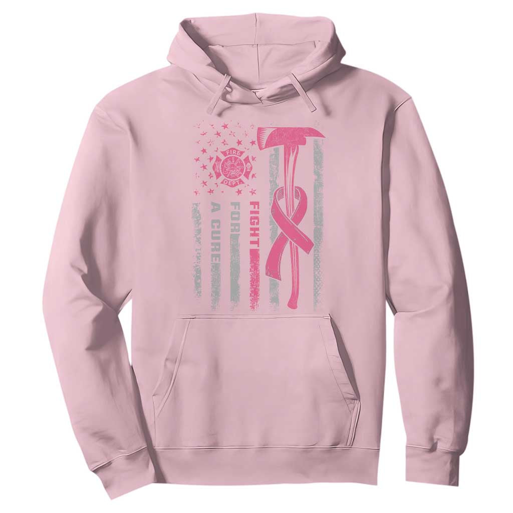 Firefighter Breast Cancer Awareness Hoodie Fight For A Cure American Flag TS10 Light Pink Print Your Wear