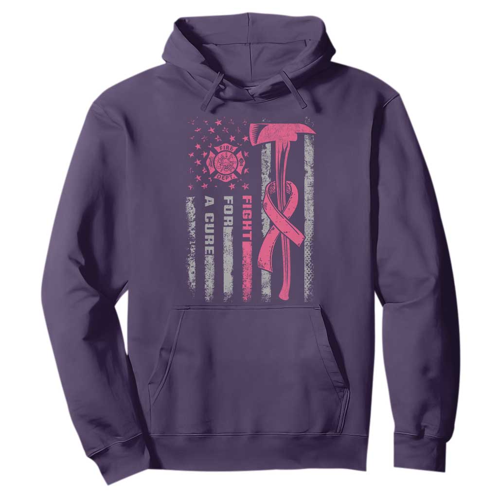 Firefighter Breast Cancer Awareness Hoodie Fight For A Cure American Flag TS10 Purple Print Your Wear
