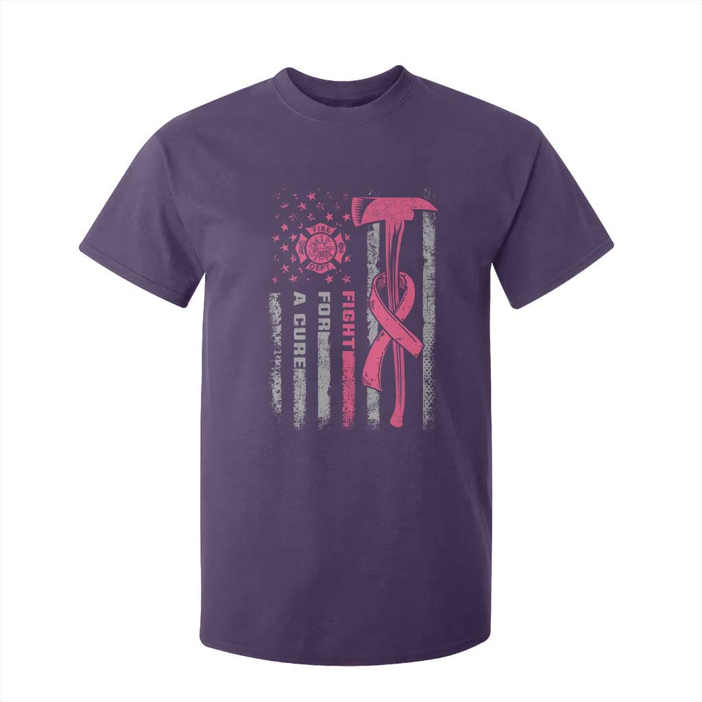 Firefighter Breast Cancer Awareness T Shirt For Kid Fight For A Cure American Flag TS10 Purple Print Your Wear