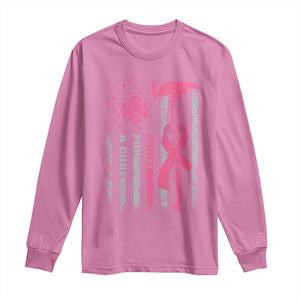 Firefighter Breast Cancer Awareness Long Sleeve Shirt Fight For A Cure American Flag TS10 Azalea Print Your Wear