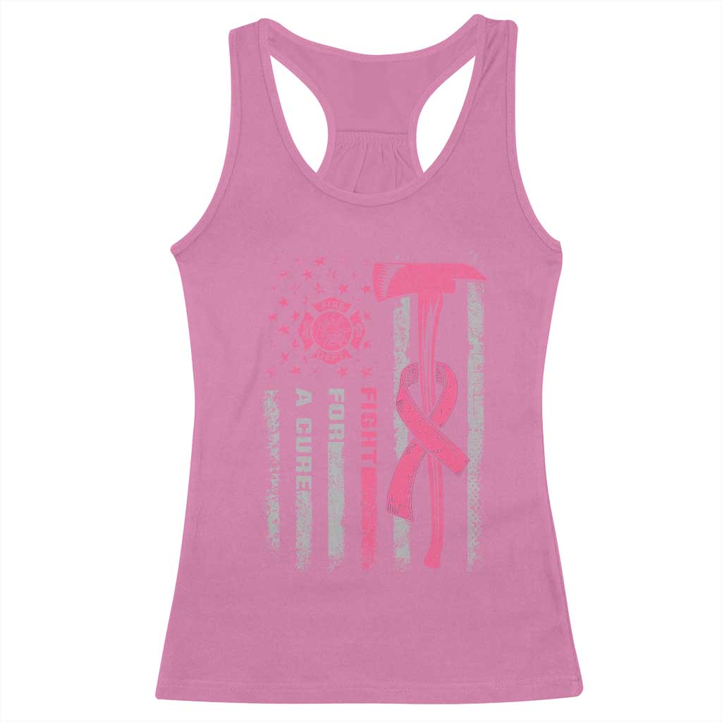 Firefighter Breast Cancer Awareness Racerback Tank Top Fight For A Cure American Flag TS10 Azalea Print Your Wear