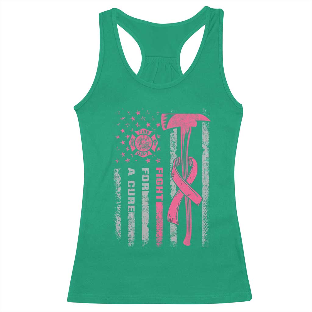 Firefighter Breast Cancer Awareness Racerback Tank Top Fight For A Cure American Flag TS10 Irish Green Print Your Wear