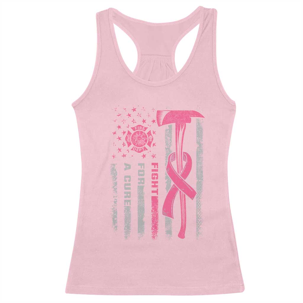 Firefighter Breast Cancer Awareness Racerback Tank Top Fight For A Cure American Flag TS10 Light Pink Print Your Wear
