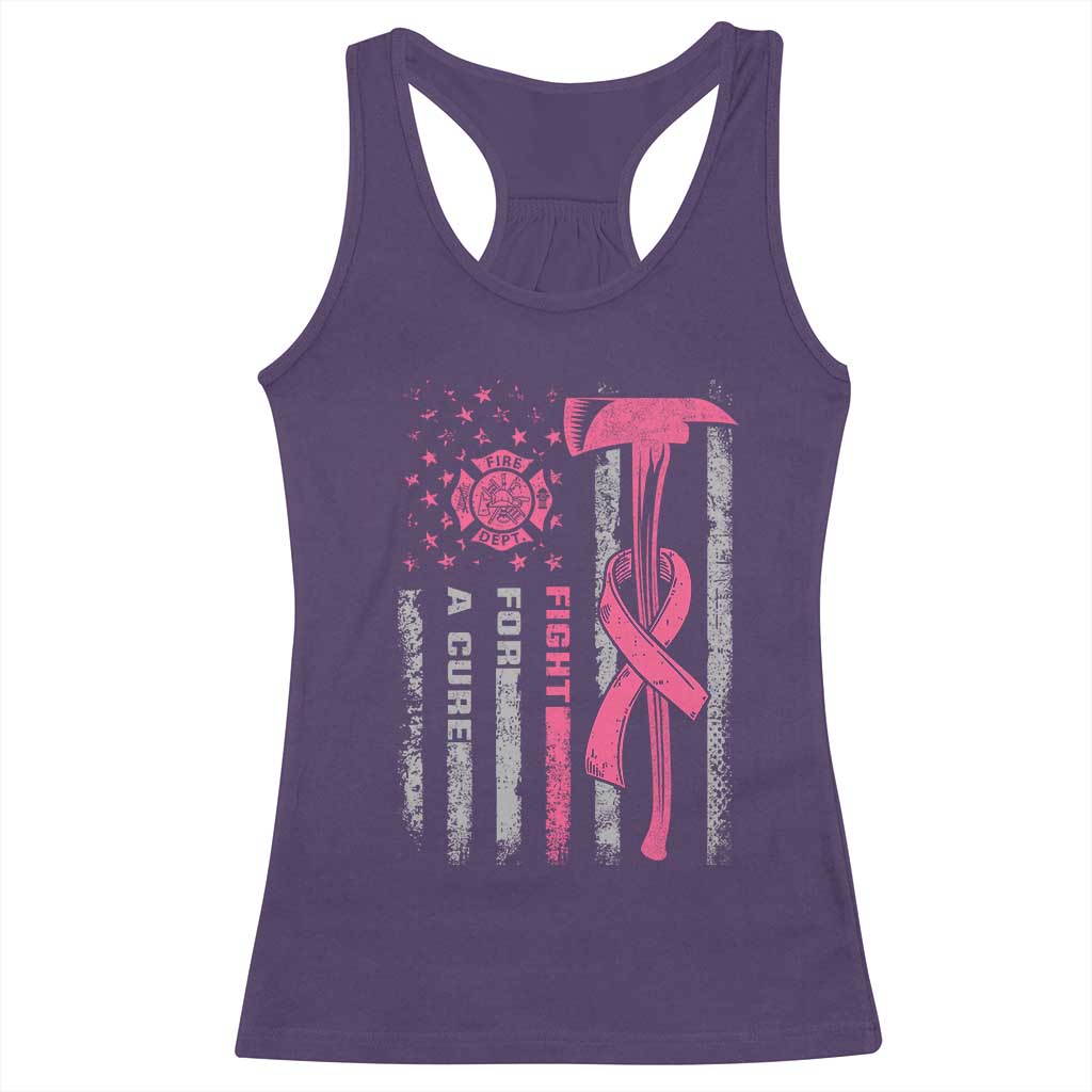 Firefighter Breast Cancer Awareness Racerback Tank Top Fight For A Cure American Flag TS10 Purple Print Your Wear