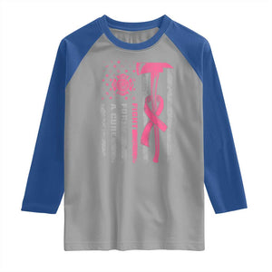 Firefighter Breast Cancer Awareness Raglan Shirt Fight For A Cure American Flag TS10 Sport Gray Royal Print Your Wear