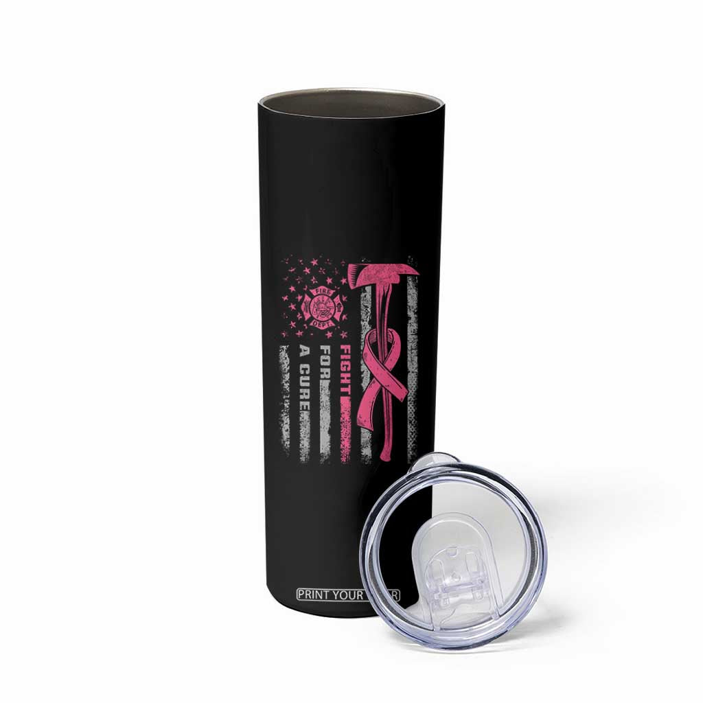 Firefighter Breast Cancer Awareness Skinny Tumbler Fight For A Cure American Flag TS10 Print Your Wear
