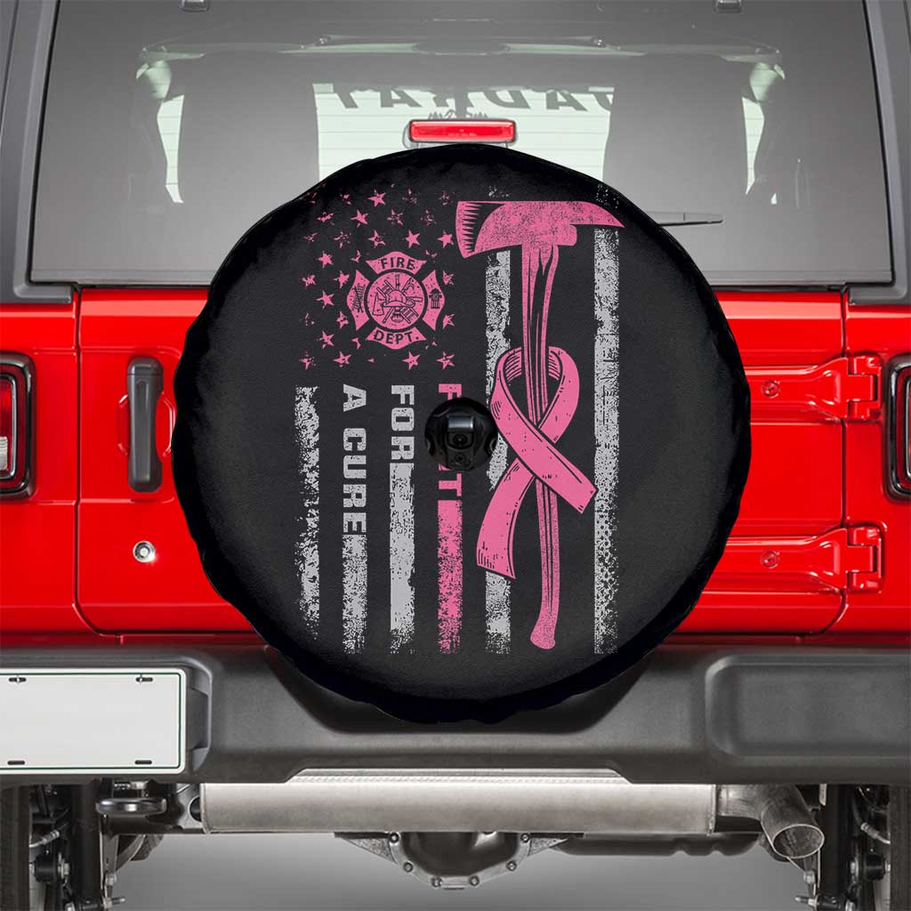 Firefighter Breast Cancer Awareness Spare Tire Cover Fight For A Cure American Flag TS10 Black Print Your Wear