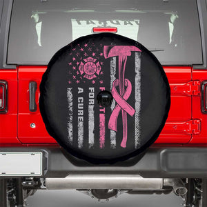 Firefighter Breast Cancer Awareness Spare Tire Cover Fight For A Cure American Flag TS10 Black Print Your Wear