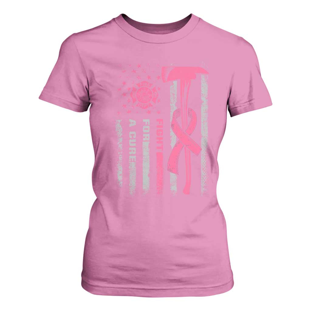 Firefighter Breast Cancer Awareness T Shirt For Women Fight For A Cure American Flag TS10 Azalea Print Your Wear