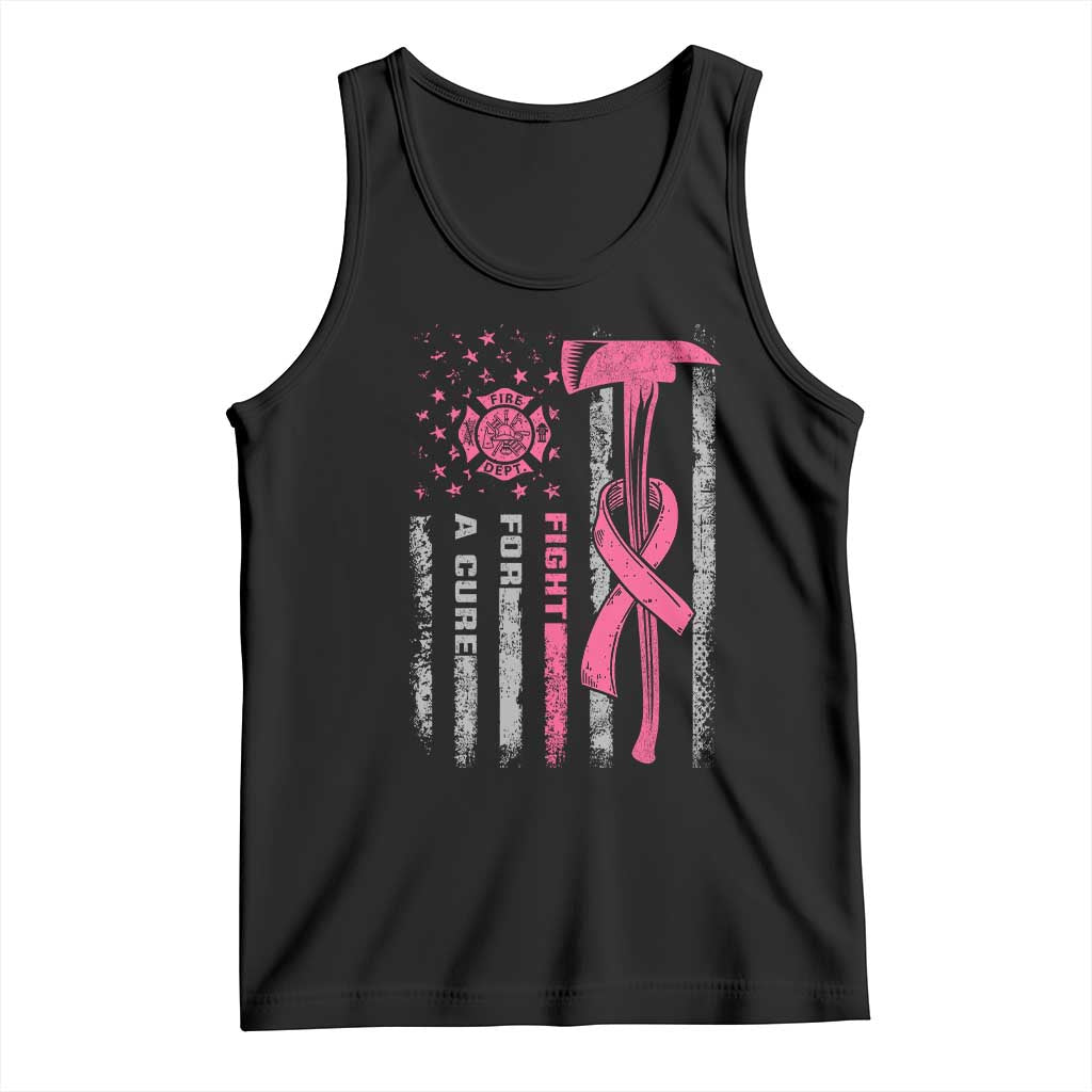 Firefighter Breast Cancer Awareness Tank Top Fight For A Cure American Flag TS10 Black Print Your Wear