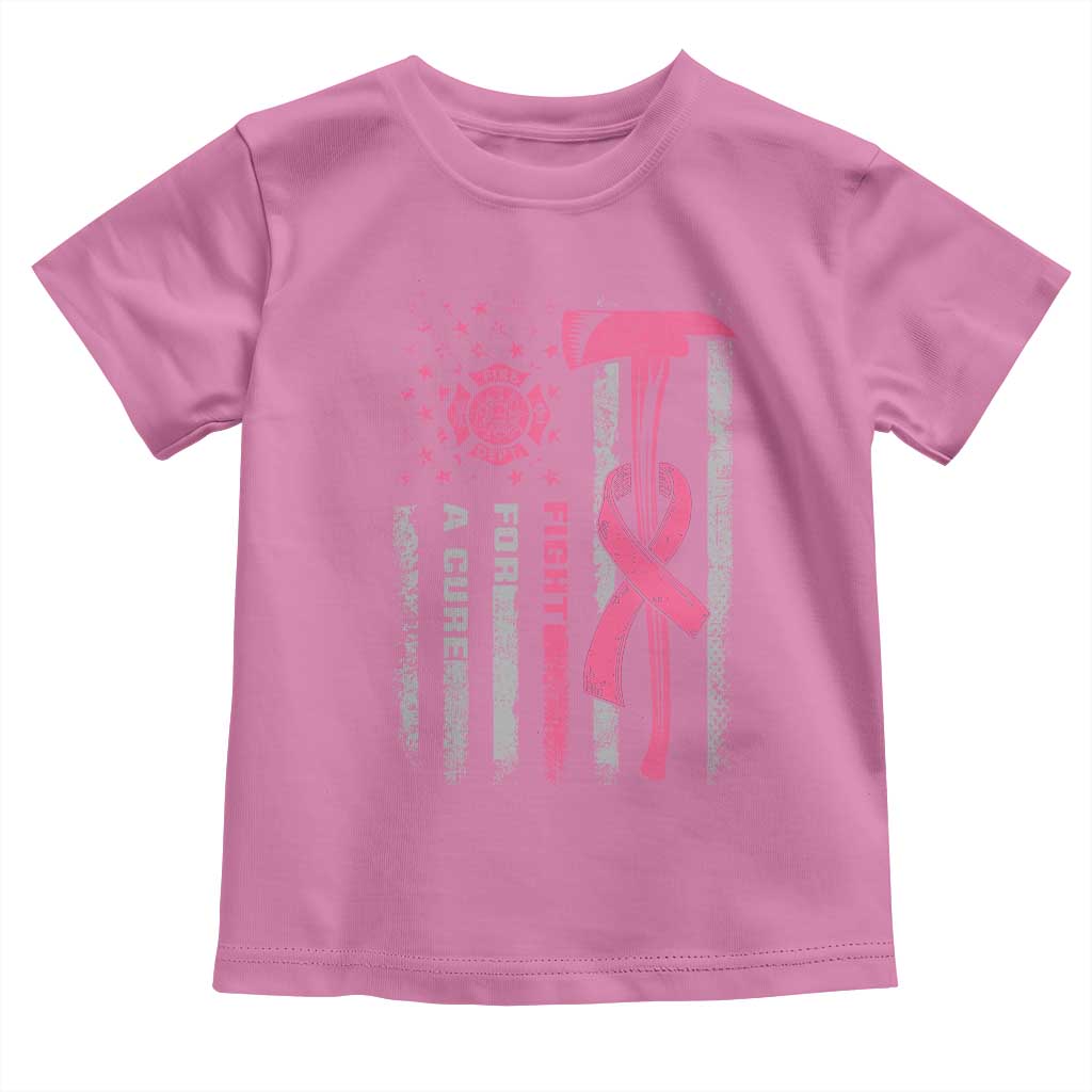 Firefighter Breast Cancer Awareness Toddler T Shirt Fight For A Cure American Flag TS10 Azalea Print Your Wear