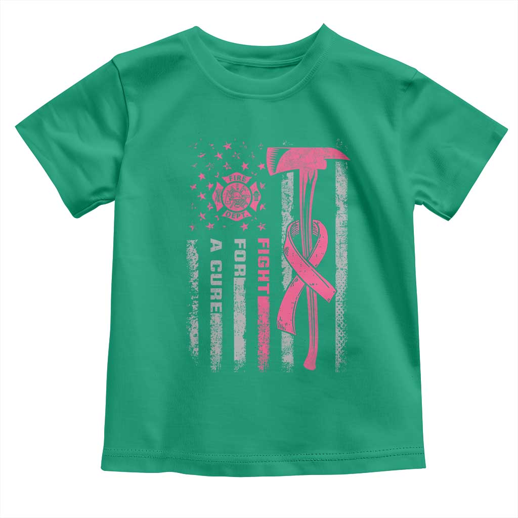 Firefighter Breast Cancer Awareness Toddler T Shirt Fight For A Cure American Flag TS10 Irish Green Print Your Wear
