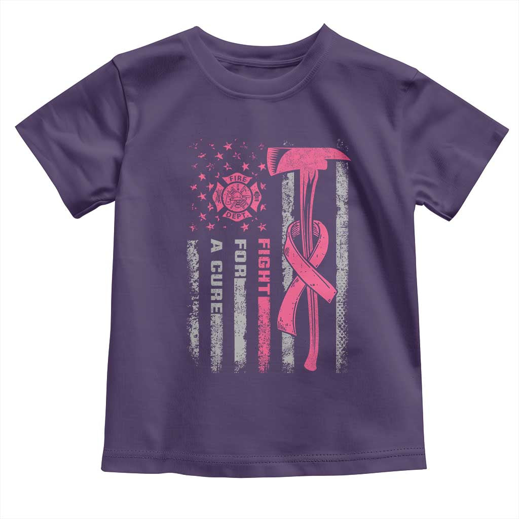 Firefighter Breast Cancer Awareness Toddler T Shirt Fight For A Cure American Flag TS10 Purple Print Your Wear