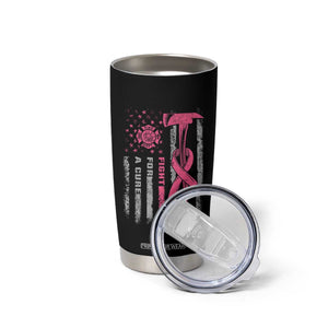 Firefighter Breast Cancer Awareness Tumbler Cup Fight For A Cure American Flag TS10 Print Your Wear