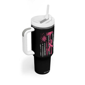 Firefighter Breast Cancer Awareness Tumbler With Handle Fight For A Cure American Flag TS10 Print Your Wear