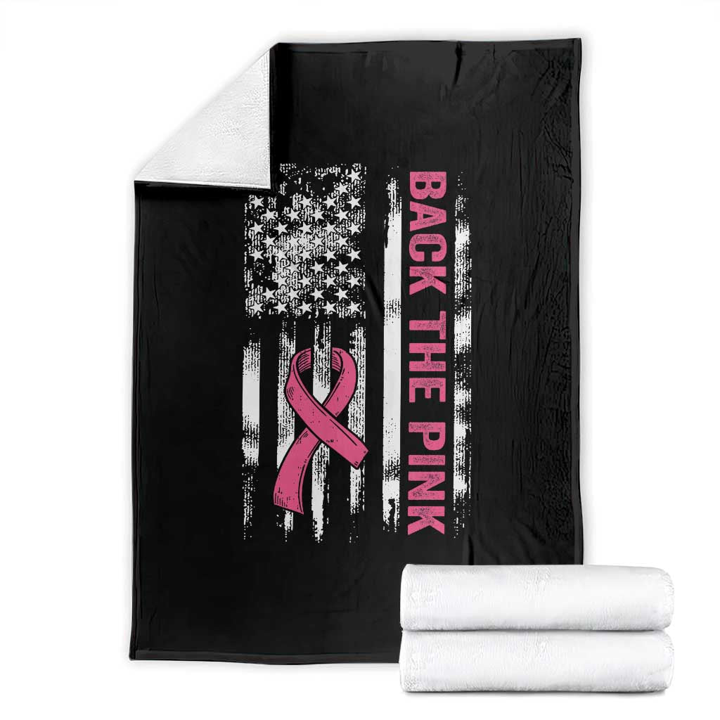 Back The Pink Ribbon Breast Cancer Awareness Throw Blanket American Flag TS10 Black Print Your Wear