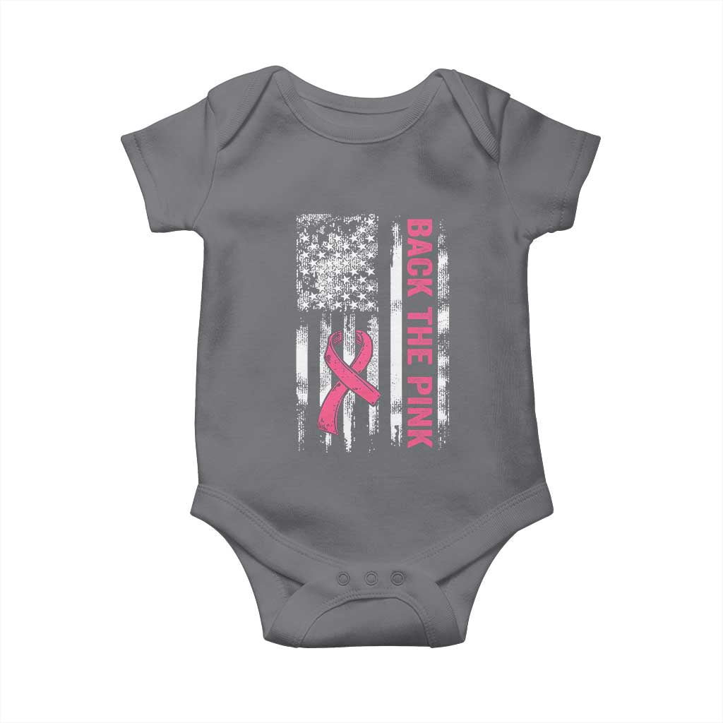 Back The Pink Ribbon Breast Cancer Awareness Baby Onesie American Flag TS10 Charcoal Print Your Wear