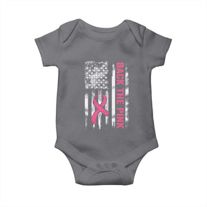 Back The Pink Ribbon Breast Cancer Awareness Baby Onesie American Flag TS10 Charcoal Print Your Wear