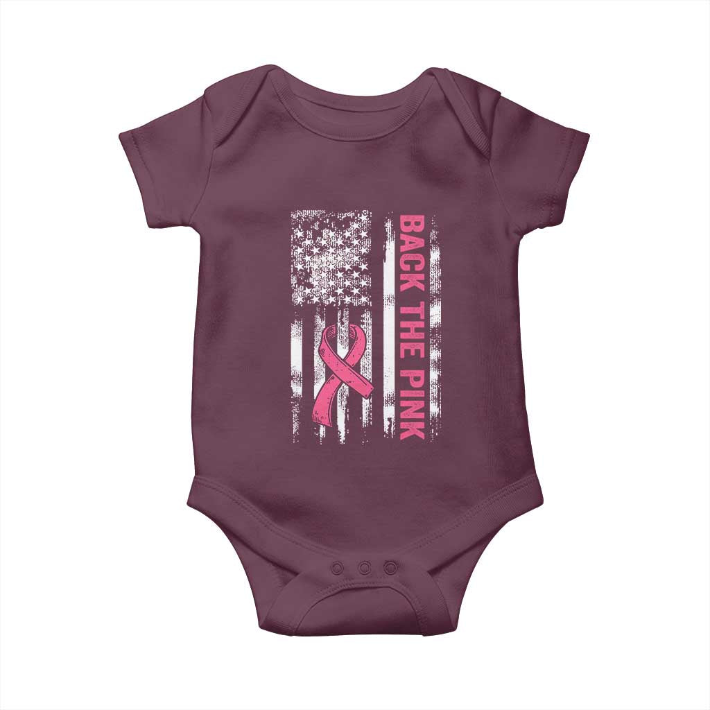 Back The Pink Ribbon Breast Cancer Awareness Baby Onesie American Flag TS10 Maroon Print Your Wear