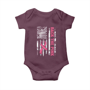Back The Pink Ribbon Breast Cancer Awareness Baby Onesie American Flag TS10 Maroon Print Your Wear