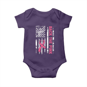 Back The Pink Ribbon Breast Cancer Awareness Baby Onesie American Flag TS10 Purple Print Your Wear