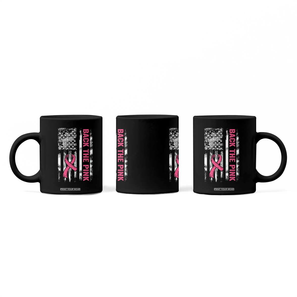Back The Pink Ribbon Breast Cancer Awareness Coffee Mug American Flag TS10 Print Your Wear