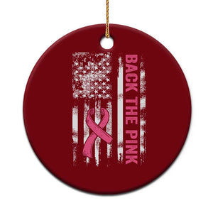 Back The Pink Ribbon Breast Cancer Awareness Ceramic Ornament American Flag TS10 1pc Red Print Your Wear