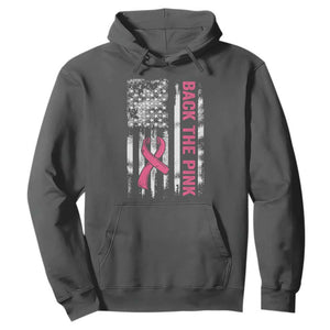 Back The Pink Ribbon Breast Cancer Awareness Hoodie American Flag TS10 Dark Heather Print Your Wear