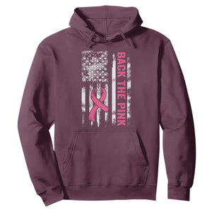 Back The Pink Ribbon Breast Cancer Awareness Hoodie American Flag TS10 Maroon Print Your Wear