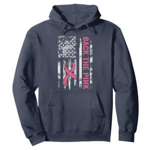 Back The Pink Ribbon Breast Cancer Awareness Hoodie American Flag TS10 Navy Print Your Wear