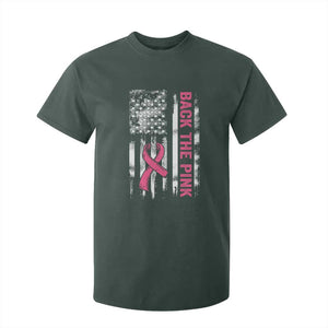 Back The Pink Ribbon Breast Cancer Awareness T Shirt For Kid American Flag TS10 Dark Forest Green Print Your Wear