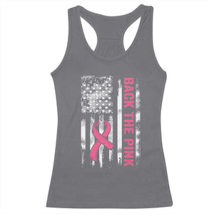 Back The Pink Ribbon Breast Cancer Awareness Racerback Tank Top American Flag TS10 Charcoal Print Your Wear