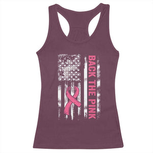 Back The Pink Ribbon Breast Cancer Awareness Racerback Tank Top American Flag TS10 Maroon Print Your Wear
