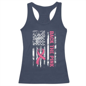 Back The Pink Ribbon Breast Cancer Awareness Racerback Tank Top American Flag TS10 Navy Print Your Wear