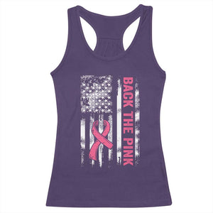 Back The Pink Ribbon Breast Cancer Awareness Racerback Tank Top American Flag TS10 Purple Print Your Wear