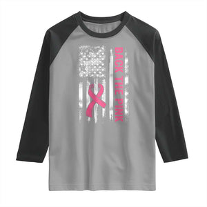 Back The Pink Ribbon Breast Cancer Awareness Raglan Shirt American Flag TS10 Sport Gray Black Print Your Wear